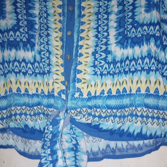 Ruby Rd. Blue and Yellow Patterned Blouse - Picture 3 of 7